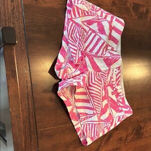 Vibrant Pink and White Geometric Shorts